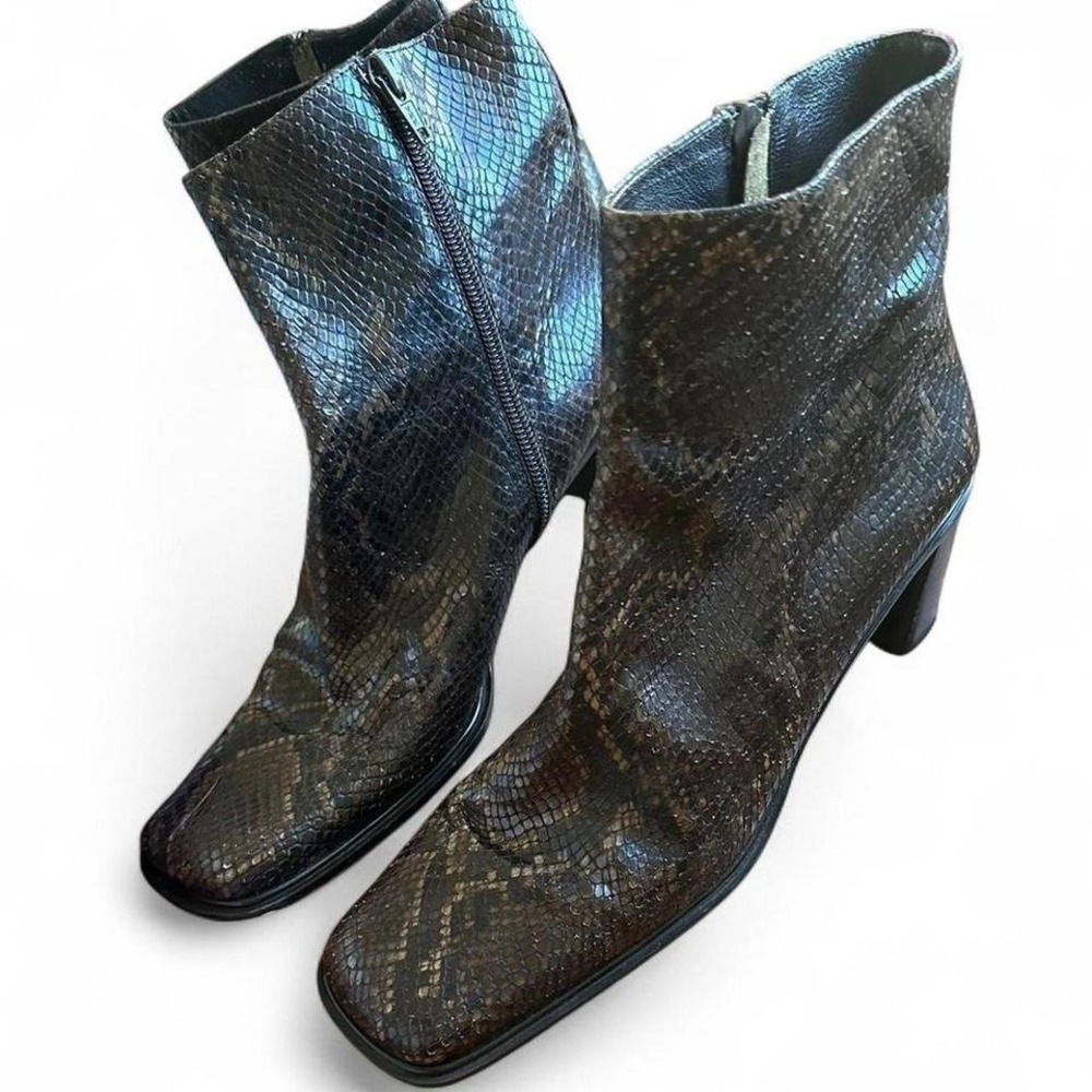Via Spiga snake skin square toed ankle boots